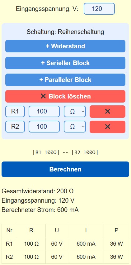 Rechner für gemischte Widerstandsschaltungen 2