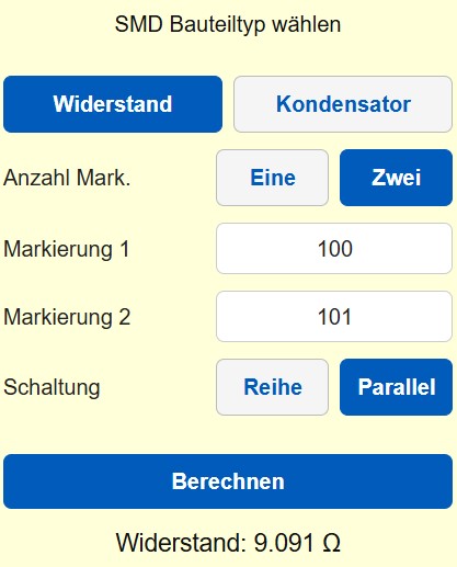 SMD-Code-Rechner für Widerstände und Kondensatoren 2