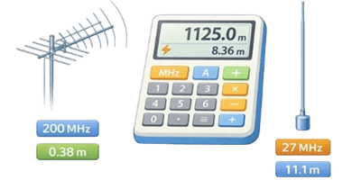 Antennenlängenrechner für verschiedene Frequenzen symbol