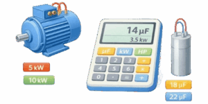 Leistungsrechner für Motor und Kondensator symbol